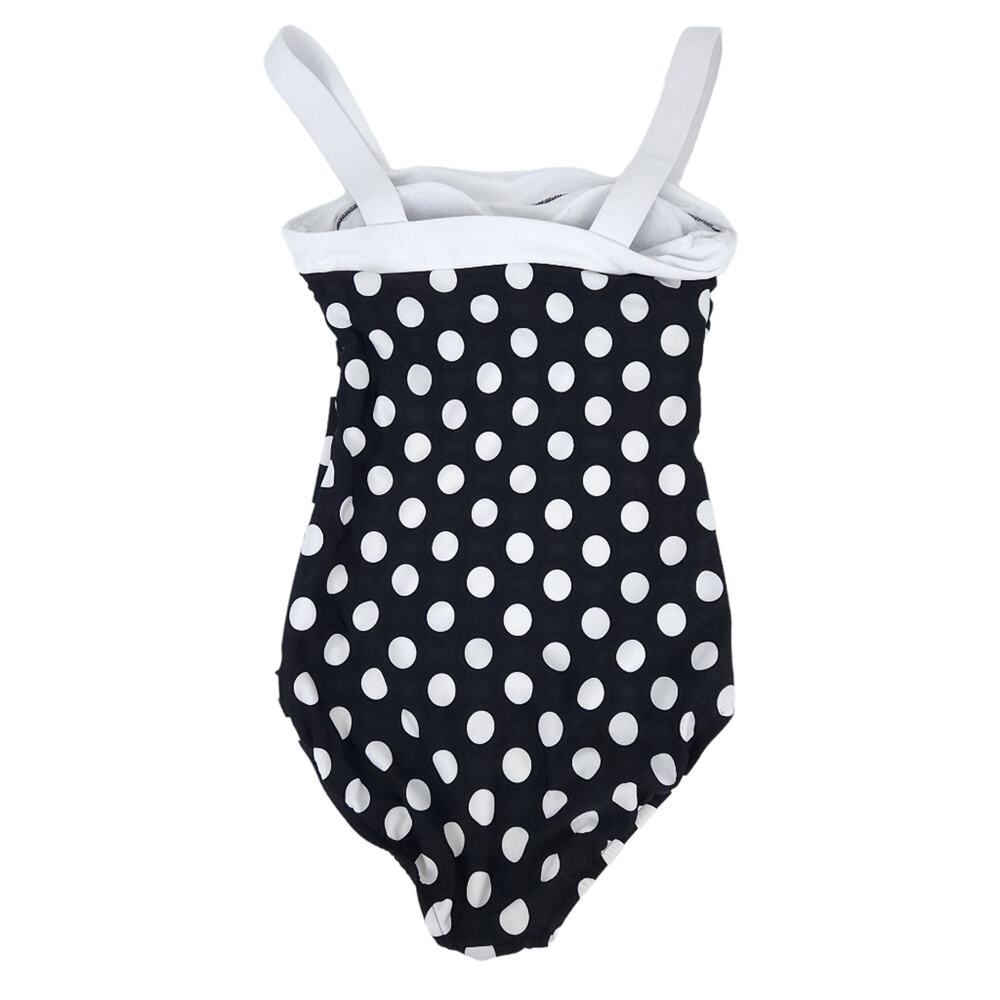 Jantzen One Piece Swimsuit Size 10 Black White Polkadot Bathing Suit - Picture 2 of 5